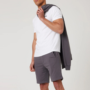 Ensemble sweat à capuche et short à manches longues, style streetwear, avec logo personnalisé, séchage rapide, respirant, couleur unie. - Product Image 2