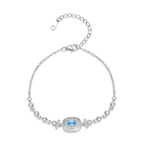 9 delicadas pulseras de plata de ley 925, impermeables, que no se deslustran, con piedra natural de corte ovalado de 3*5 mm, joyería fina para mujer. - Product Image 1