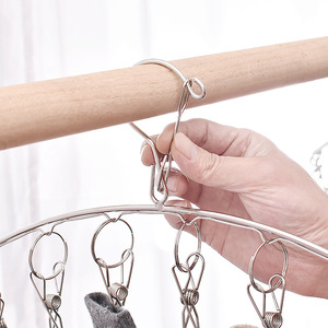 Perchero de acero inoxidable con múltiples clips para calcetines, ropa interior, calzoncillos, diseño de alerón redondo, tipo gancho, organizador de secado - Product Image 3