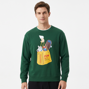 Sweat-shirt à col rond pour homme, imprimé dessin animé vert, coupe classique, pull décontracté en coton tricoté, vêtement d'automne - Product Image 1
