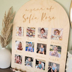 Il mio primo anno di foto di legno 12 mesi cornice cornice per foto ricordo cornice per foto ricordi pietra miliare Baby Shower nuova mamma - Product Image 1