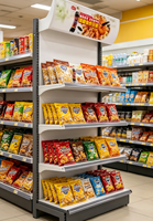 Robustes Supermarktregal Doppelseitiges Multifunktionales Metall-Einkaufswagen mit 3 Ablagen Schnelle Montage