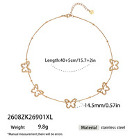 Collier ras du cou et bracelet assorti en acier inoxydable avec pendentif papillon ajouré, bijoux élégants pour femme, idéal pour les fêtes estivales, cadeau
