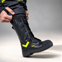 Bottes en cuir pour pompiers EN15090, embout en acier, résistantes aux flammes, imperméables, chaussures de sécurité industrielles, équipement de pompier