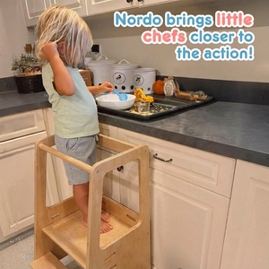 Nuova Torre di Apprendimento in Legno per Bambini con Ringhiera di Sicurezza, Ausilio per la Cucina con Altezza Regolabile e Protezione Antiscivolo - Product Image 4