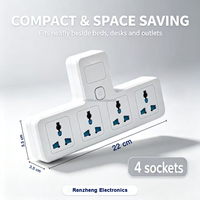Adaptor Stopkontak Dinding Universal 4 Lubang Dengan Saklar Utama, Colokan 2 Pin EU UK US, Stopkontak Portabel