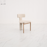 Chaise de salle à manger en cuir rembourrée, design nordique moderne, luxe scandinave, minimaliste, pour restaurant