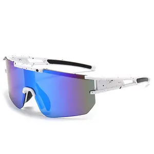 Wholesale Hot Sale Personality Eyewear Cycling Ride Riding Large Frame Colorful Plating Mountaineering Outdoor Sport Sunglasses