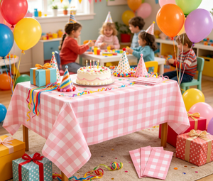 DAMAI Pink Checkered <b>Rectangle</b> <b>Tablecloth</b> for Birthday Party Decorations Party <b>Tablecloth</b> In Stock - Product Image 5