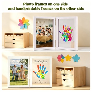 Cadre photo pliable en bois pour empreintes <span class=keywords><strong>de</strong></span> mains, kit <span class=keywords><strong>de</strong></span> peinture DIY, souvenir personnalisé pour empreintes <span class=keywords><strong>de</strong></span> mains <span class=keywords><strong>de</strong></span> <span class=keywords><strong>famille</strong></span>, pour baby shower, souvenir <span class=keywords><strong>de</strong></span> mariage - Product Image 2