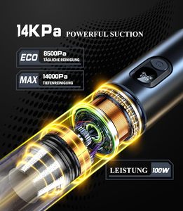 Aspiradora de Mano Inalámbrica de 14000 Pa, 4 en 1, Mini Aspiradora Portátil Inalámbrica para Auto con Función de Soplado y Succión para Limpieza del Hogar y del Auto - Product Image 2