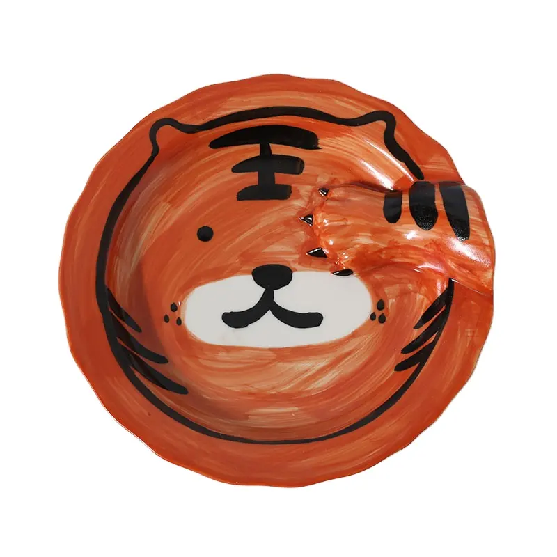 Креативные керамические тарелки ручная роспись фарфоровая тарелка Мультяшные животные тарелка тигр