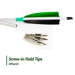 Flèches de <span class=keywords><strong>tir</strong></span> à l'<span class=keywords><strong>arc</strong></span> Arbres en aluminium avec 100 pointes de champ de grains Véritable plume de dinde adaptée à la chasse à l'<span class=keywords><strong>arc</strong></span> classique composé - Product Image 3