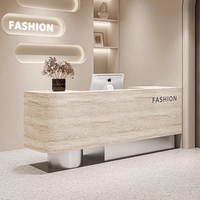Comptoir de réception en bois haut de gamme de luxe léger pour salon de beauté, magasin de vêtements, salon de coiffure, petit comptoir de caisse, table de bar