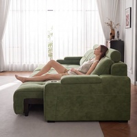 Canapé électrique moderne trois places avec fonction pivotante, télécommande, revêtement en tissu, mouvement coulissant, pour salon