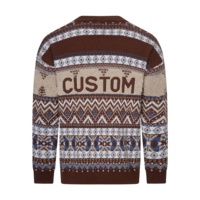 Pull-over homme en coton biologique personnalisé Nanteng, tissu épais, style vintage, tricot jacquard, col rond, manches longues