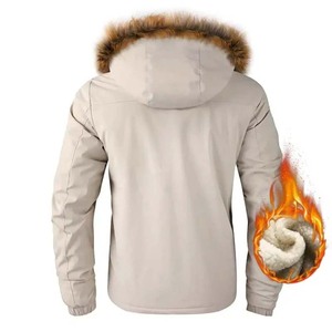 <span class=keywords><strong>Parka</strong></span> matelassée pour hommes tenue quotidienne longue décontractée chaude hiver couleur unie courte doudoune col en fourrure chapeau velours granulaire - Product Image 6