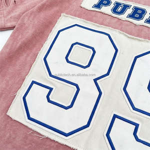 Camisetas de Hombre de Alta Calidad con Apliques, Bordado Personalizado, Estilo Urbano, Lavado Ácido, Desgastadas, Cuello en V, Talla Grande - Product Image 2