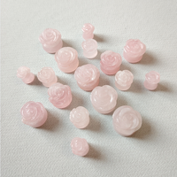 Gauges de dilatation en pierre de quartz rose naturelle sculptées à la main en forme de fleur, double évasée, 6-25 mm, cadeau classique