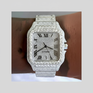 Reloj de Pulsera Cuadrado con Cristales de Moissanita, Movimiento Automático de Acero Inoxidable, Resistente al Agua 10 Bar, Cierre de Pulsera - Product Image 1