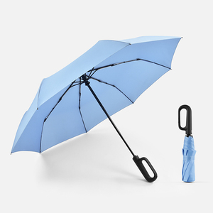 23 inch 8 tấm ba gấp du lịch nhỏ gọn tự động mở và đóng ô với khóa xử lý - Product Image 2