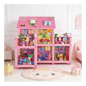 Modelo de Mini Casa Contemporánea con Muebles e Iluminación, Casa de Muñecas de Plástico para Armar, Regalo para Adolescentes y Adultos - Product Image 1