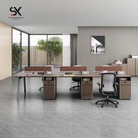 Bureau en bois pour 4 à 6 personnes, postes de travail en îlot, fournisseurs chinois de produits de bureau