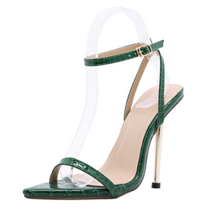 Sandalias de Tacón Alto Metálicas para Mujer, Diseño de Plataforma con Punta Abierta Antideslizante, para Uso en Exteriores en Primavera/Verano 2025 - Product Image 1