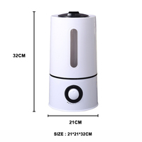 Humidificateur électrique ultrasonique en plastique grande capacité 3,5 L, humidistat, bruit <36 dB, désinfection, purification pour la maison et le bureau