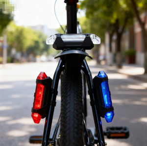 Feu arrière de vélo à chargement USB, lumière d'avertissement clignotante, feu arrière LED pour la conduite nocturne, équipement de vélo de montagne - Product Image 3