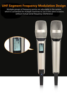 Microphone dynamique sans fil UHF double canal portable Xtuga U-250, cardioïde, en métal, avec suppression du bruit, pour performances, conférences et spectacles en direct - Product Image 4