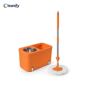 Seau de lavage robuste rotatif à 360 degrés avec poignée télescopique amovible en acier inoxydable pour l'entretien professionnel des sols - Product Image 1