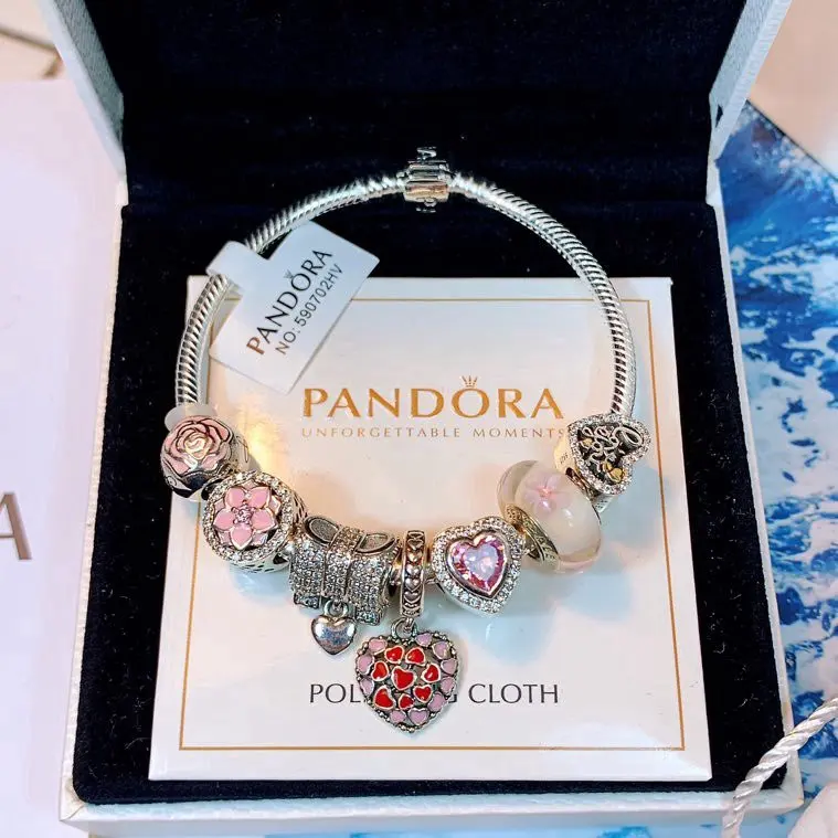 Pandora Bracelet Lady Trang Sức Thời Trang Woman Charm Rắn Xương Charm Bag Box Charm Sinh Nhật Món Quà Rắn Xương Chuỗi