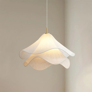 Lustre moderne en tissu nordique E27, luminaire LED rond doré pour salle à manger, salon, chambre à coucher - Product Image 3