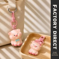 Vente en gros de porte-clés magnétiques personnalisés en forme de cochon rose, motif animal de dessin animé mignon, pour cadeaux en vrac et fournitures pour porte-clés