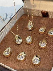 Collier en or jaune 18 carats Xinfly, chaînes fines, diamant naturel 0,6 carat, style avocat, comme des gouttes de rosée glacées, bijoux tendance - Product Image 2