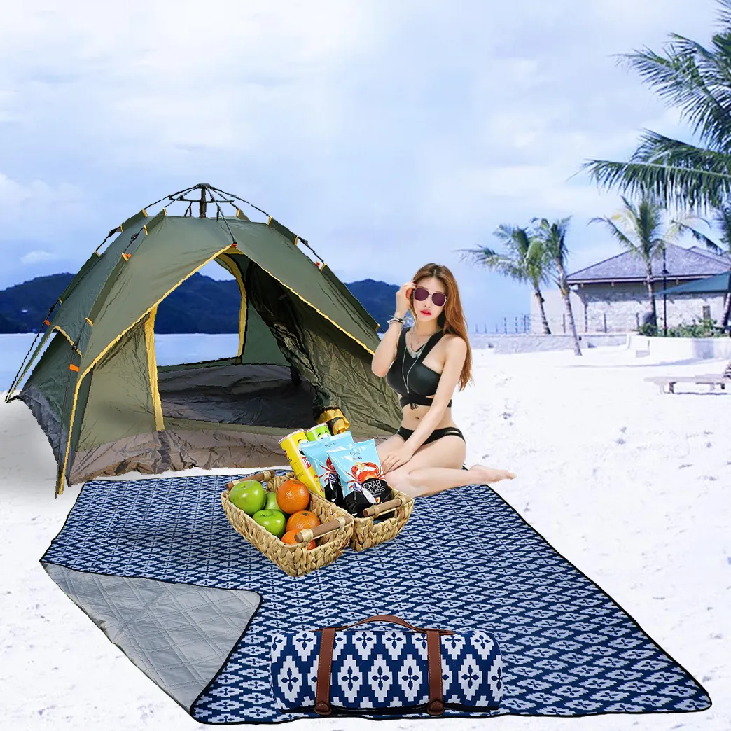Ultrasonic New Technology Welted Picnic Rug Waterproof,Foldable Picnic Mat, Portable Best Quality Beach Mat Picnic Blanket