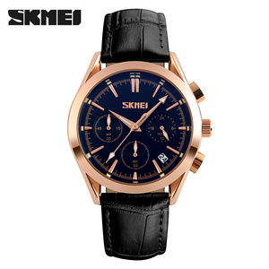 SKMEI9127นาฬิกาควอตซ์6พินมัลติฟังก์ชันกันน้ำสำหรับผู้ชายเคสหนังทันสมัย - Product Image 4