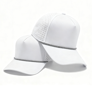 Оптовая продажа: индивидуальные 5-панельные водонепроницаемые кепки для гольфа с перфорацией лазерной резкой и шнурком, бейсболки с веревкой - Product Image 1