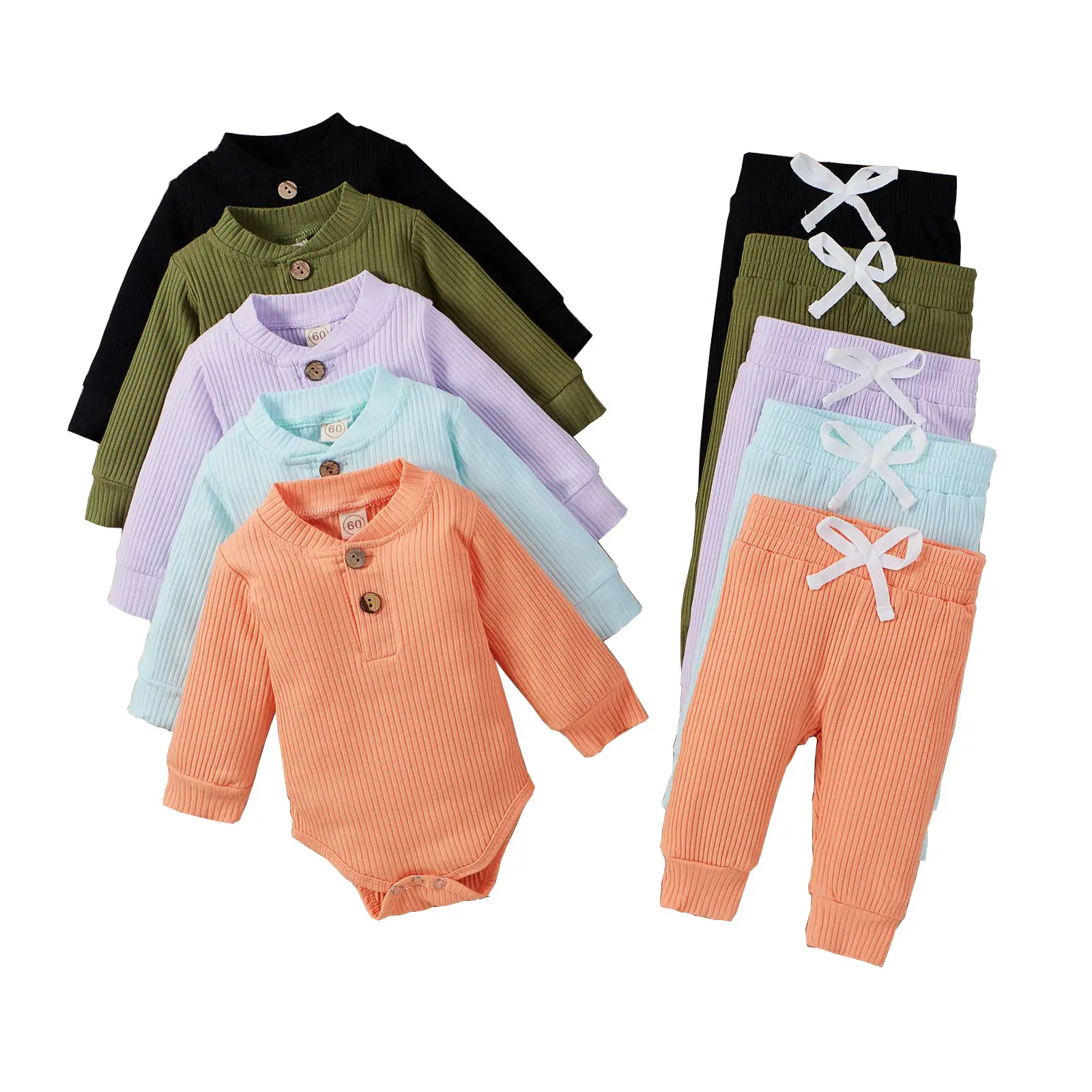 2022 cotton kids boy girls' romper pant clothes newborn baby clothing sets for 1year baby girl