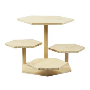 FSC&BSCI 3 Tier Round Cupcake Tower Stand for 50 Cupcakes,Wood Cake Stand