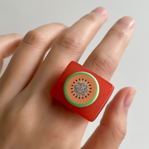 Fashion Summer Y2K Fruit Zircon <strong>Ring</strong> Women Girls Candy Color <strong>Thick</strong> Chunky Resin <strong>Ring</strong> for Women - Product Image 5