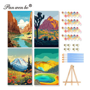 Paquete de 4 paquetes de 8x12 pulgadas <span class=keywords><strong>paisaje</strong></span> adulto Diy pintura por números Kits en lienzo Parque pintura por números lienzo dibujo con pinceles - Product Image 1
