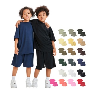 Conjuntos de ropa informal de verano para niños y bebés al por mayor, camiseta sólida de manga corta, conjunto de 2 uds, ropa personalizada para niños - Product Image 1
