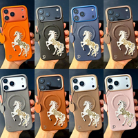 Coque de téléphone magnétique personnalisable avec broderie de cheval au design original pour iPhone 17 Pro Max et iPhone 18 Pro Max