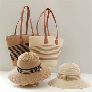 Conjunto de Bolso de Hombro y Sombrero de Paja Natural Unisex al por Mayor con Bordado a Mano, Casual, de Gran Capacidad, Ideal para Viajes y Esquí - Product Image 5