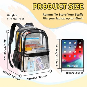 Venta al por mayor de doble capa de PVC transparente de alta resistencia mochila transparente OEM ODM con patrón de letras - Product Image 3