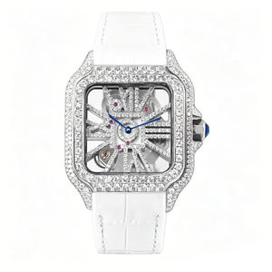 Reloj de Lujo para Hombre con Moissanita Iced Out, Movimiento de Cuarzo, Esfera Hueca y Hebilla de Pin, Joyería Masculina de Negocios al por Mayor - Product Image 4