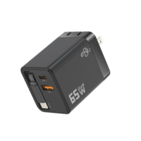 Chargeur mural rapide EU/US PD 65W avec câble rétractable Type-C Chargeur de téléphone portable A & C 65W Chargeurs et adaptateurs