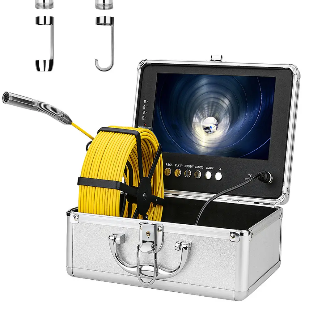 13MM Pipe Inspection Camera with DVR 16GB TF Card, Sewer Drain Industrial Endoscope 9" Monitor AHD 720P Camera System 10M